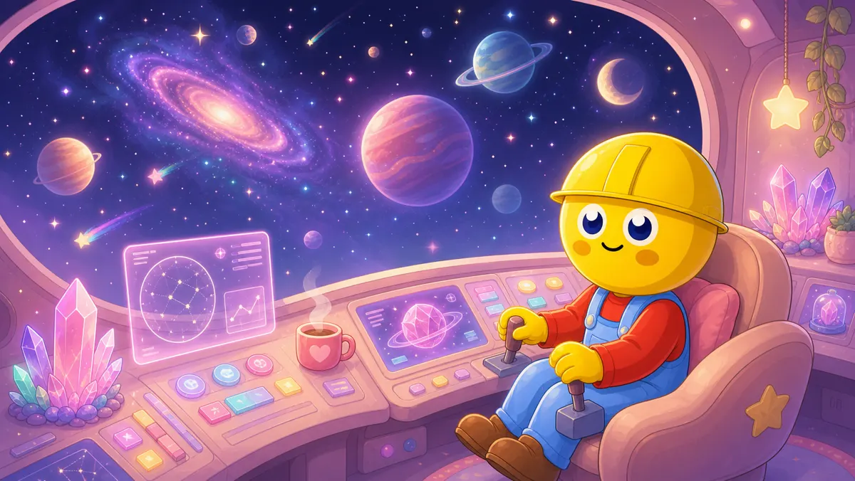 Lumie riding the ship through space
